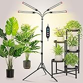 JINHONGTO Grow Light with Stand and Timer 4,8,12,16,20 Hr, 36 Watt Standing Tall Plant Light for Bonsai Tree, Seed Starting, 24"-64" Adjustable Tripod Stand Plant Growing Lamps