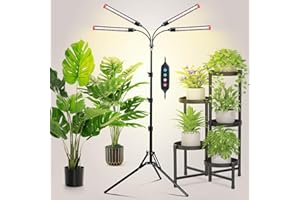 JINHONGTO Grow Light with Stand and Timer 4,8,12 Hr, 36 Watt Standing Tall Plant Light for Bonsai Tree, Seed Starting, 24"-64" Adjustable Tripod Stand Plant Growing Lamps