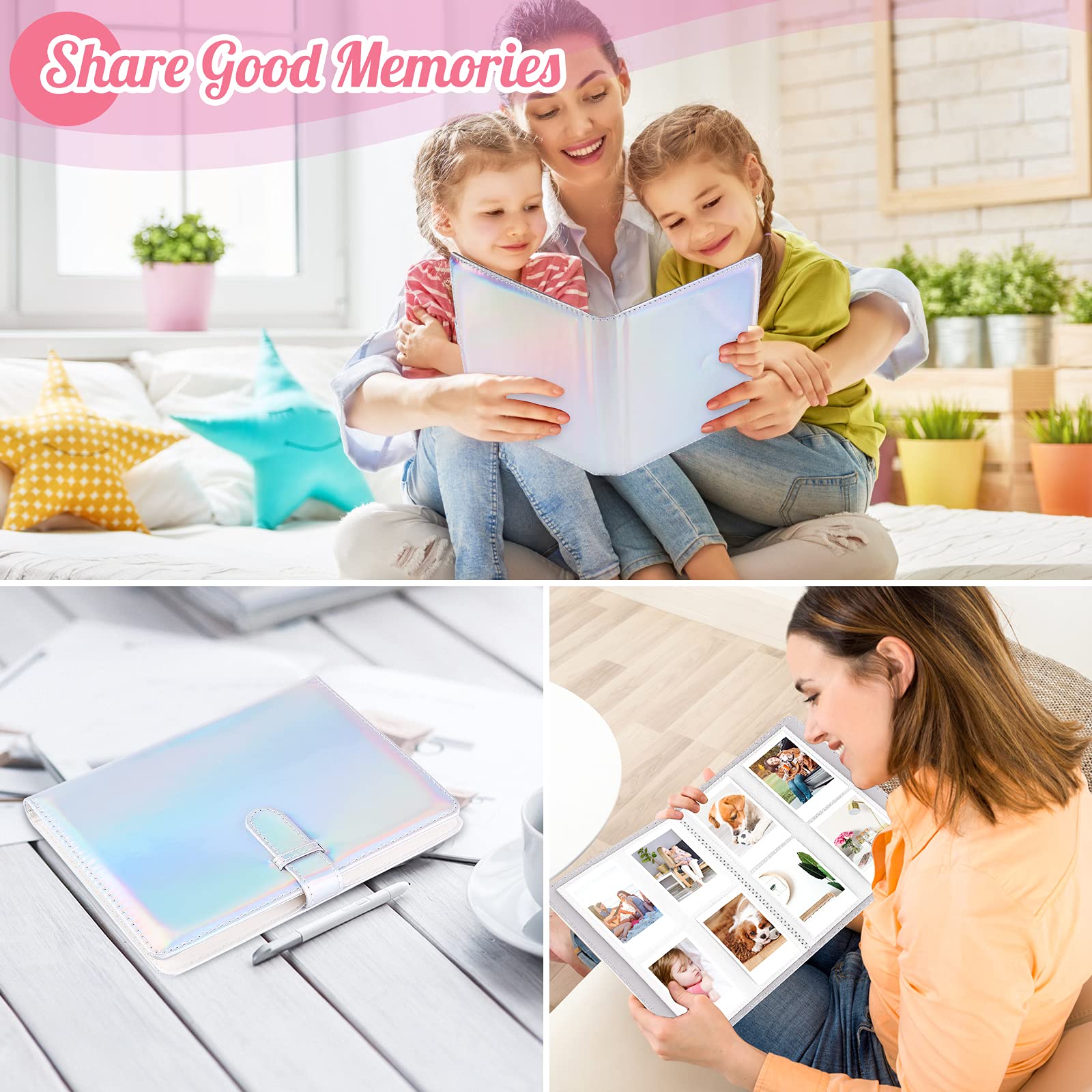 Ablus 256 Pockets Photo Album for Polaroid Snap SnapTouch Zip Mint Cameras Printers, Fujifilm Instax Mini 11 90 9 8+ 8 7S 70 50S 26 25 LiPlay Instant Camera Film, Mini Link SP-1 Printer (Magic Silver)