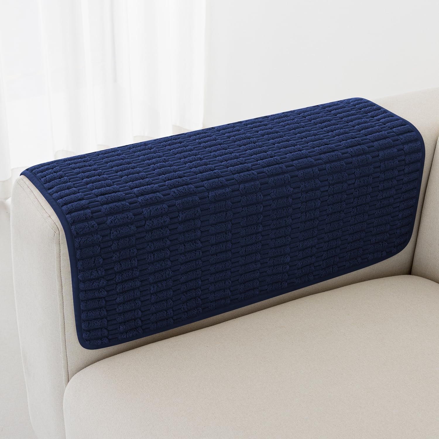 Photo 1 of Foxdecor Couch Arm Covers Sofa Arm Covers, Arm Chair Covers Set of 2, Non-Slip Chair Arm Covers, Arm Rest Cover for Sofa, Armchair Slipcovers Couch Protector (Dark Blue 20x20 inch)