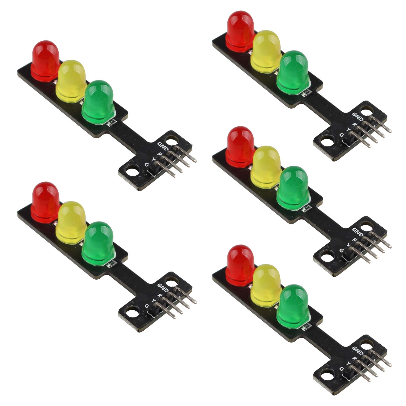 HALJIA 5PCS 5V Mini LED Traffic Signal Light Module LED Display Board Module 3 Light (Red, Yellow, Green) Separate Control for DIY Electronics Accessories Compatible with Arduino
