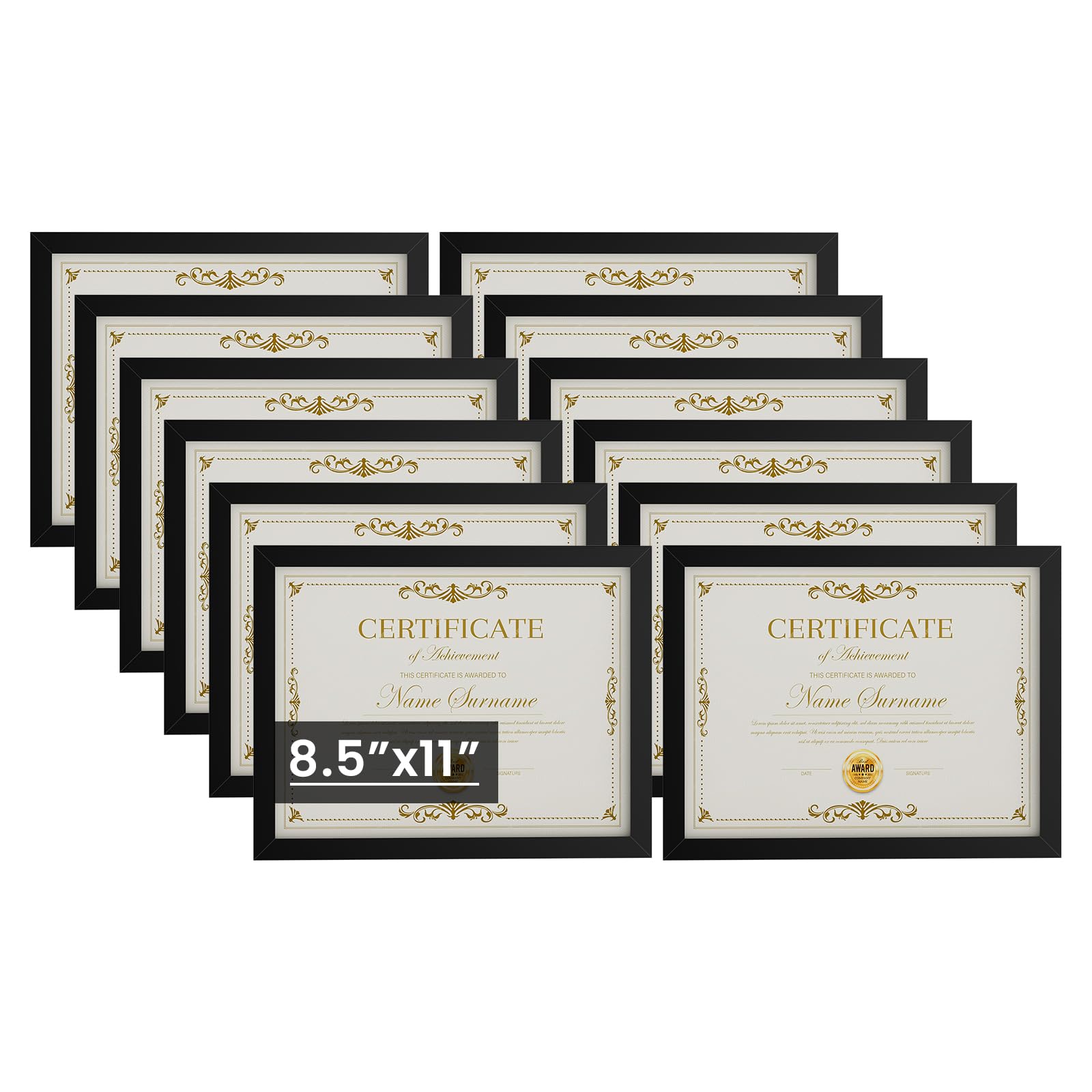Heimlove 8.5x11 Picture Frame Set of 12,Photo Frames Display Pictures 8.5"x11",Black Picture Frames 8.5x11 Wall Gallery Collage Wall Mount or Tabletop Display for Certificate Document Image