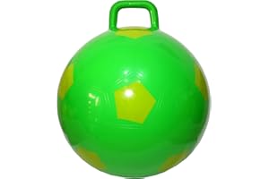 AppleRound Space Hopper with Pump in Soccer Ball Style, 15in / 38cm Diameter for Ages 3-6, Kangaroo Bouncer, Hoppity Hippity Hopball, Sit-on Bouncy Ball with Handle