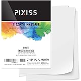 Alcohol Ink Paper 25 Sheets - Pixiss Heavy Weight Ink & Watercolor Paper 5x7 Inches (127x178mm), 300gsm, Extra Smooth, for Wa