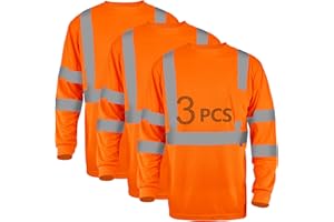 LX Reflective Safety Shirt Long Sleeve High Visibility Reflective Breathable T Shirt for Work Warehouse Construction Class 3