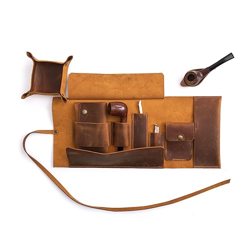 Leather Pipe Tobacco Pouch Complete Set, The Pipe Smokers Full Set