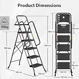 BONTEC 5 Step Folding Ladder Heavy Duty Portable Black Step Stool view 2
