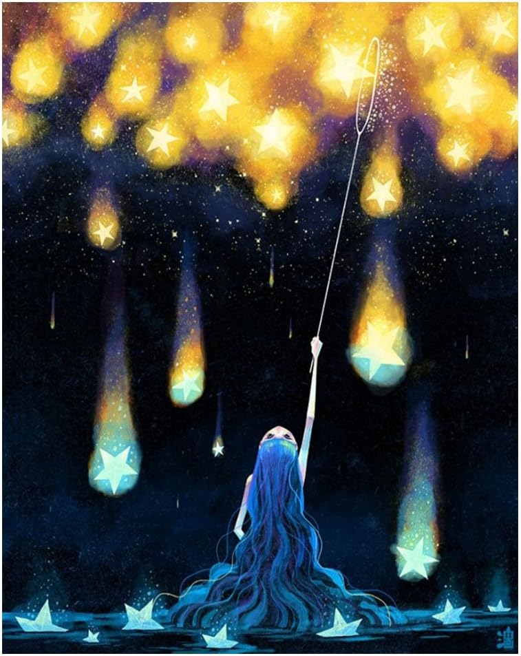 HEWADY DIY 5D Diamond Painting Kit, Meteor Shower Crystal Full Diamond Rhinestone Painting By Number Cross Stitch Kit Embroidery Craft Home Decor(9.8"x 11.8")