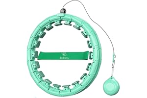 ROESHA Smart Weighted Infinity Hula Hoop for Adults Weight Loss with 24 Detachable Knots, Workout Resistance Band, Fitness Massage Abdomen Exerciser, Waist Trainer with Auto Spinning Ball