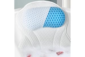 ROSLIM Bathtub Bath Pillows for Tub - Bath Tub Pillow Headrest with Ergonomic TPE, Bathtub Pillow for Neck & Back Support with Strong Suction Cups & Hook