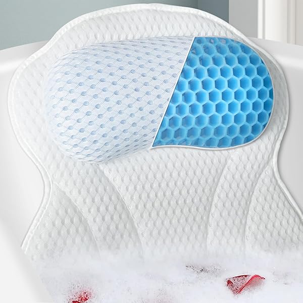 Almohada Baño AUNEK - Cojín Ergonómico 4D Air Mesh Con Ventosas