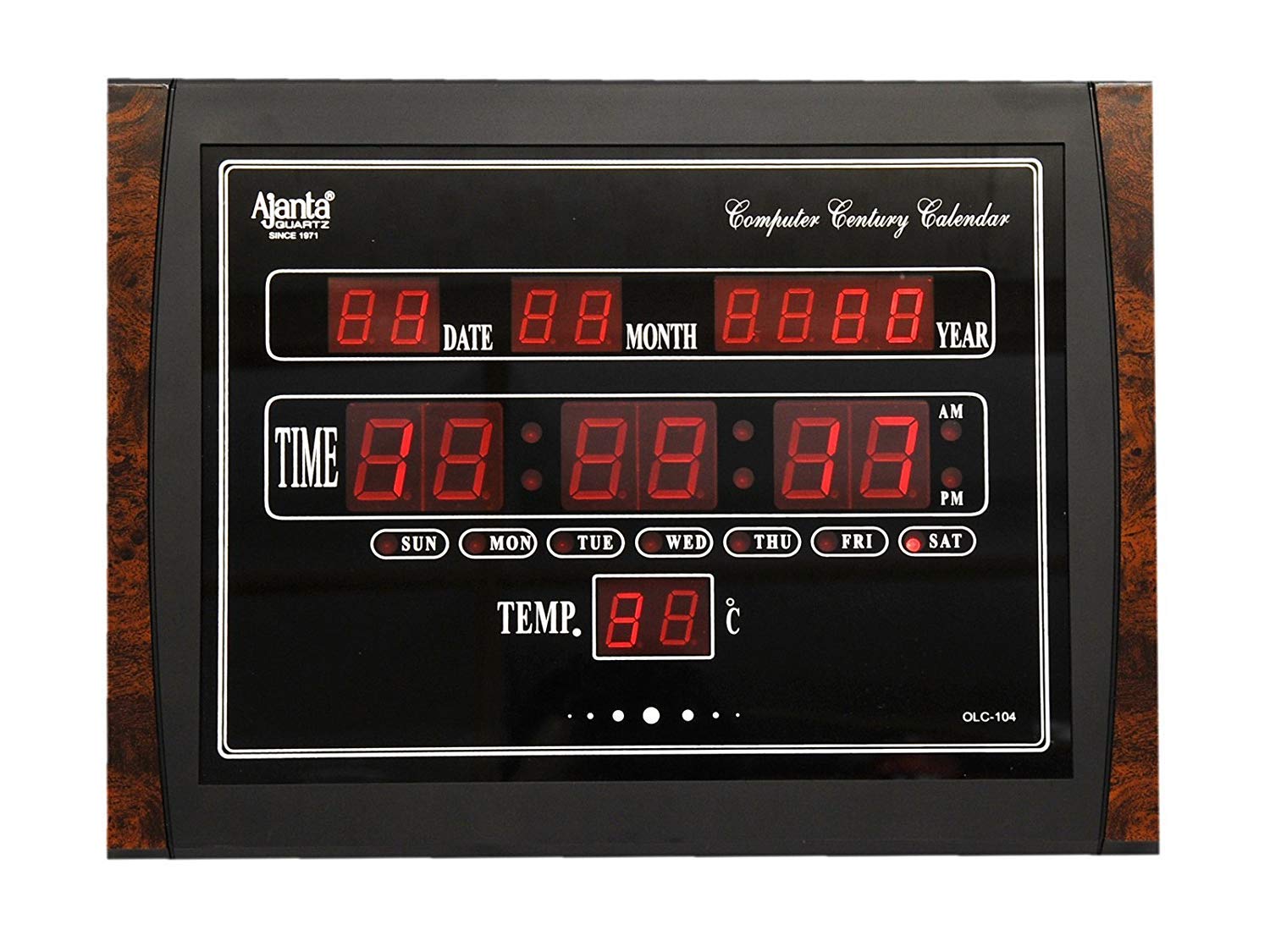 Buy Ajanta Quartz Digital Green LED Rectangle Wall Clock OLC 104 (39.