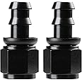 Ucreative 8AN Straight Push Lock Hose Fitting End Black 2PCS