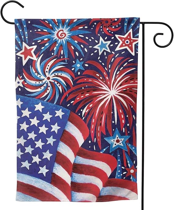 WONLOG Seasonal Garden Flags, FireWorks and Flag Double