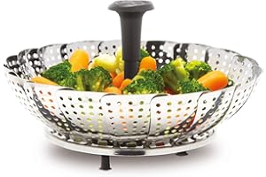 Starfrit Gourmet Steel - Vegetable Steamer - Stainless Steel - Removable Handle - Non-Slip Feet
