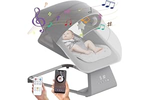 ELEPHTT-BABY Baby Swings for Infants, Remote Indoor Baby Swing to Toddler, Portable Infant Swing and Bouncer for Baby Boy Girl, Baby Rocker Chair for Newborn with 11 Lullabies, Large Screen, 5 Speeds,Bluetooth