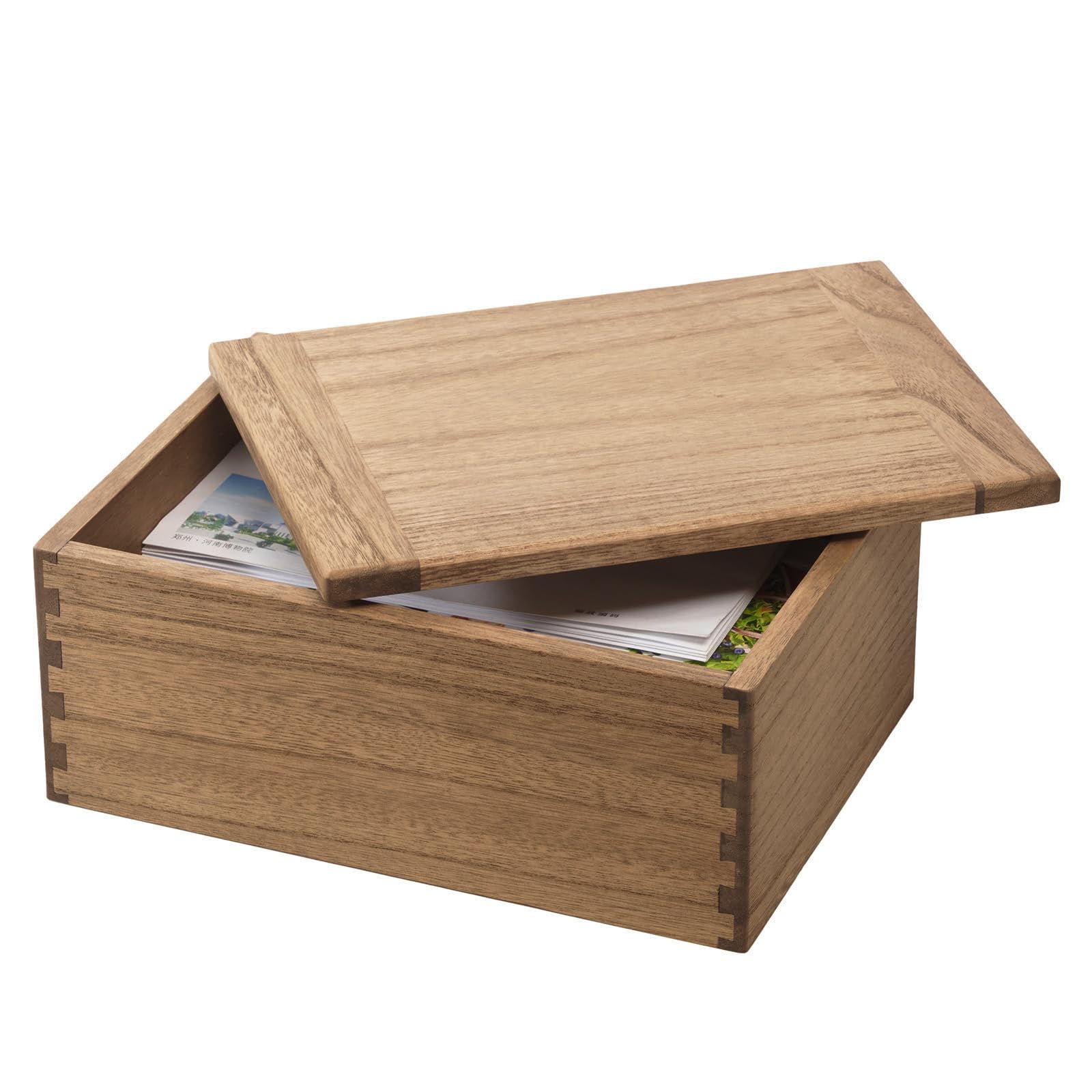 KIRIGEN Wood Storage Box with Lid - Decorative Boxes for Crafts, Sewing, Keepsake, Memory - Wooden DIY Storage Box Organize Jewelry - Wooden Boxes for Home Office Storage Dark Brown