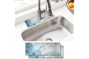 AQUOECHD Sink Faucet Absorbing Mat, 2 Pack Drying Mat Around Faucet Sink Splash Guard Behind Faucet Sinkmat For Kitchen Bathroom Island Rv 15 * 5.5 Inch (38 * 14 cm)