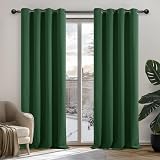 Deconovo Blackout Curtains Thermal Insulated Eyelet Dark Green 2 Panels 55x70