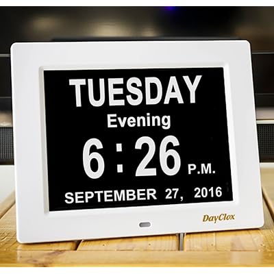 DayClox Updated Memory Loss Digital Calendar Day Clock with Day Cycles & Battery Backup