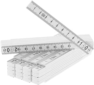 com-four® 5X Mini-Zollstock aus Kunststoff, 1 Meter Gliedermaßstab mit 10 Glieder, metrisch und in weiß (05 Stück - 1m weiß)