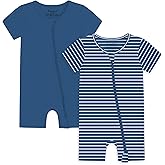 Jimonda Baby Boy Girl 2 Pack Pajamas Cotton Short Sleeve Footless Romper 2 Way Zipper One Piece Outfit Clothes