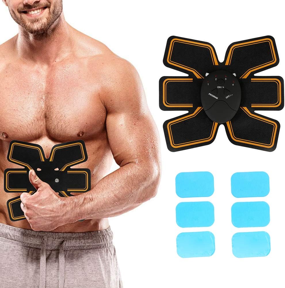Ruimin Ems Muscle Stimulator Abdominal Muscle Toner, EMS Abs Trainer Ab Belt Fitness Training Gear Machine Home Workout Fitness Device For Men Women(with 6 pcs Gel)