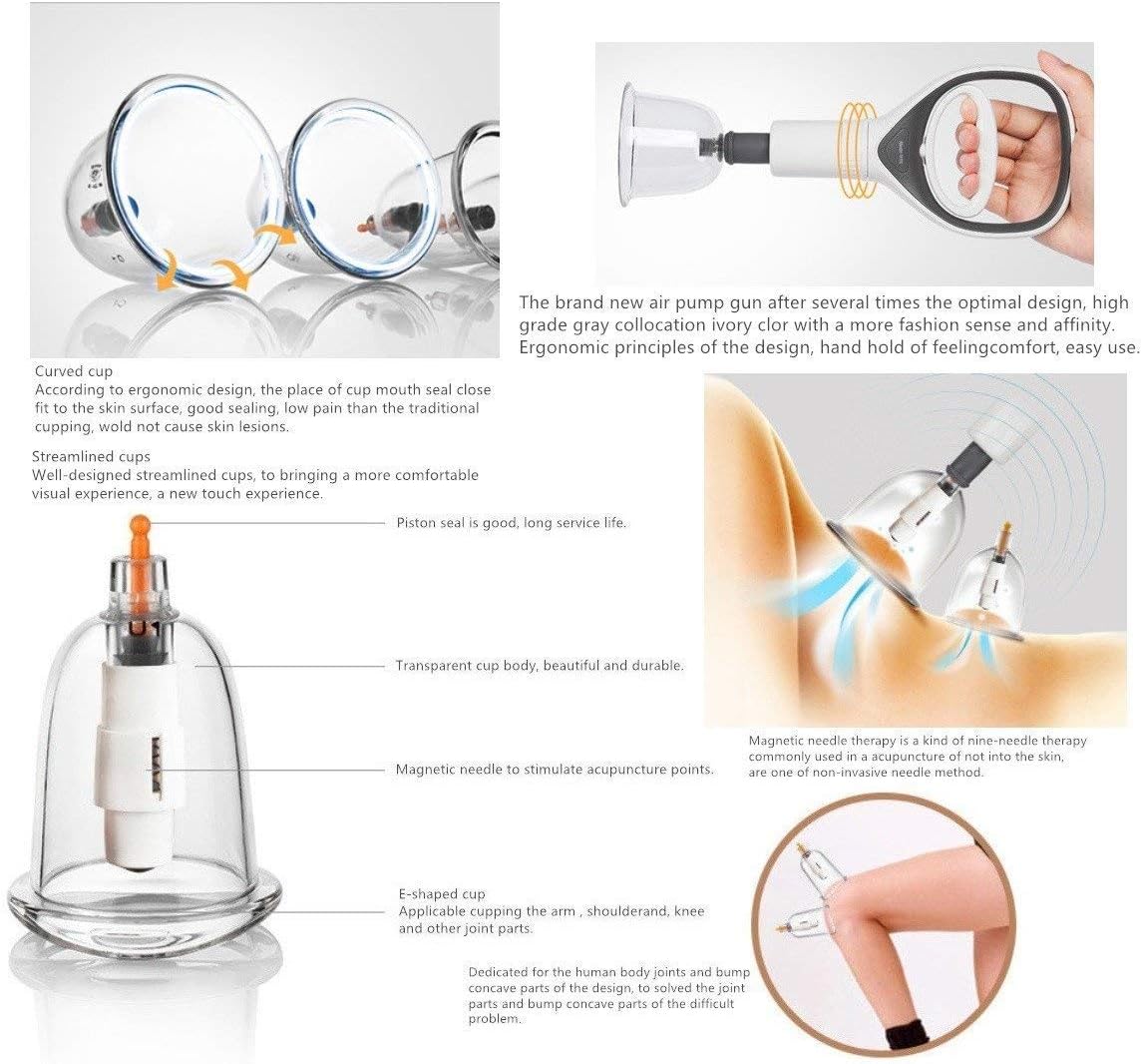 Med SPA Care Handheld Vacuum Cupping Set/Head Massager/Full Body Massager/Best Fat Burnersr- Chinese Ancient Acupuncture Therapy for Back Pain, Lose Belly Fat Fast, Value Gifts (Luxury 24-Cups Set): Sports & Outdoors