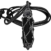 TUMBEELLUWA Hexagonal Crystal Points Pendant Necklace for Unisex Wrapped Stone Wand Pendant with Adjustable Cord