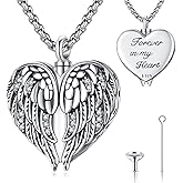 LOOVE Urn Necklace for Ashes for Women/Men 925 Sterling Silver Cremation Jewelry w/Funnel Filler Memorial Jewelry Gifts