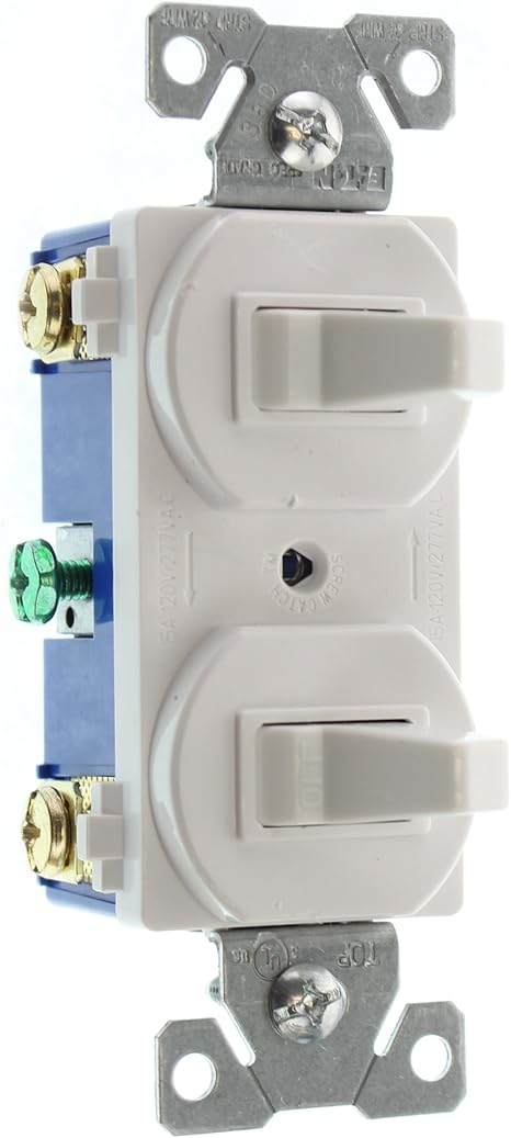 Hubbell Rc103wz Combo Double Toggle Switch 1 1 Pole 1 3 Way 15a 120 277 Volt White