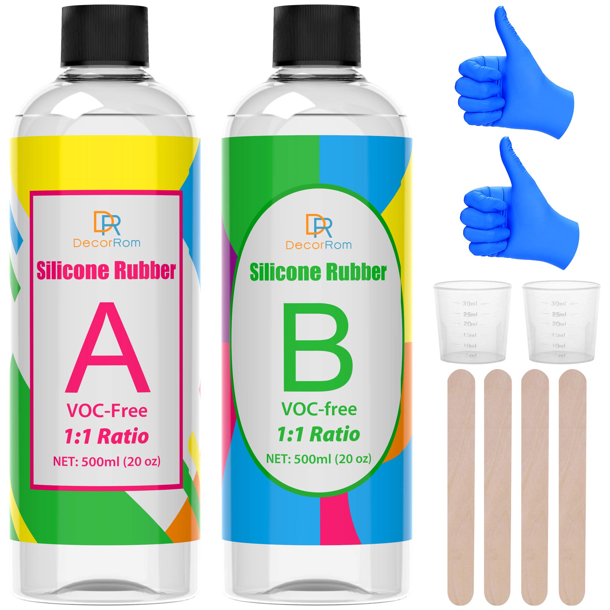 Silicone Mould Making Kit - 1L/40oz Translucent Liquid Silicone Rubber (1:1 Mix) for DIY Resin Casting, Epoxy Moulds & Craft Projects, Fast Curing, Flexible Reusable Molds, Includes Measuring Cup
