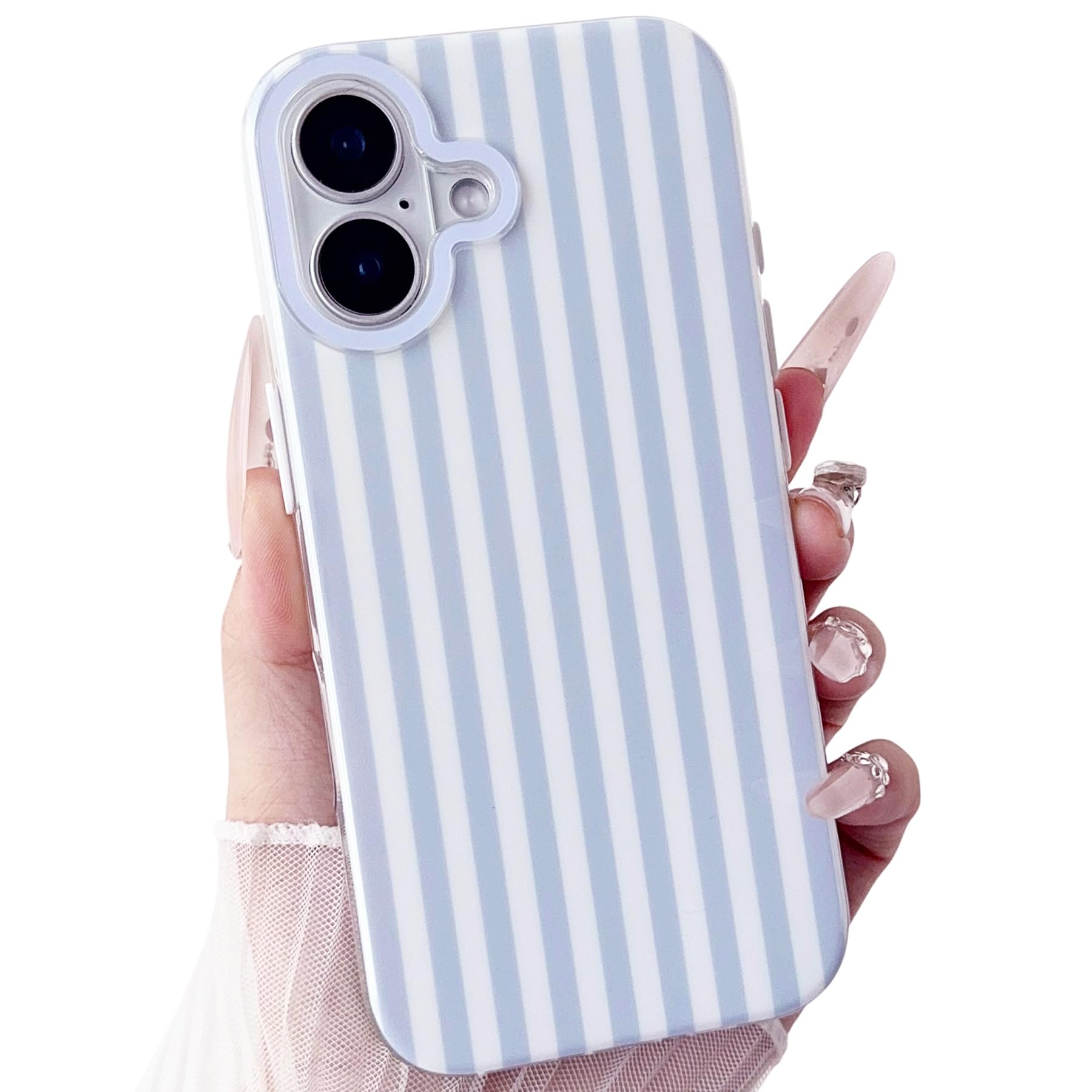 OWLSTAR Compatible with iPhone 17 Case Cute Striped Slim Soft TPU Protective Phone Cover for Women Girls | Blue