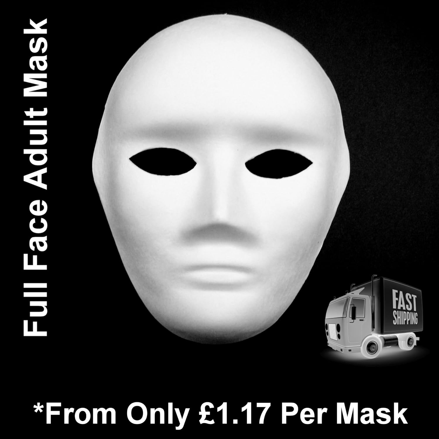 White Full Face Adult Mask Plain Mask Decorate Masquerade Halloween
