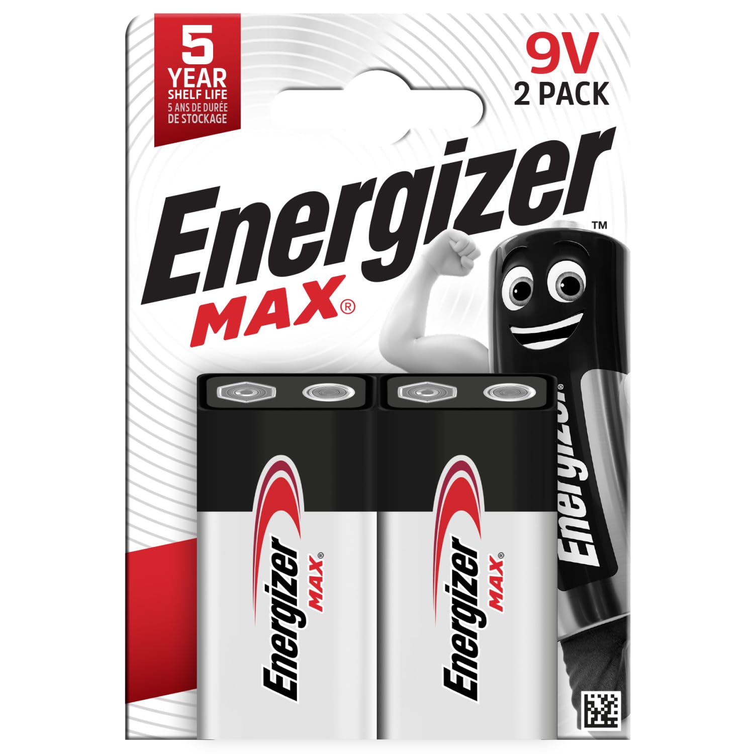 Energizer Max - 9V Battery (2 Pack) - Nine Volt Alkaline Block Batteries - Reliable Power for Fire Alarms, Smoke Detectors, Radios, Toys - 100% Recyclable Plastic Free Packaging - 5 Year Shelf Life