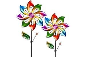 HERJIATK 2 Packs Wind Spinners Outdoor, Outdoor Decor Windmill for Yard, Pinwheels, Wind Spinners for Yard Garden, Outdoor Metal Wind Spinner Lawn Decor