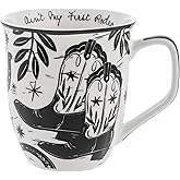 Karma Gifts 14 oz Black and White Boho Mug Western - Cute Coffee and Tea Mug - Ceramic Coffee Mugs for Women and Men