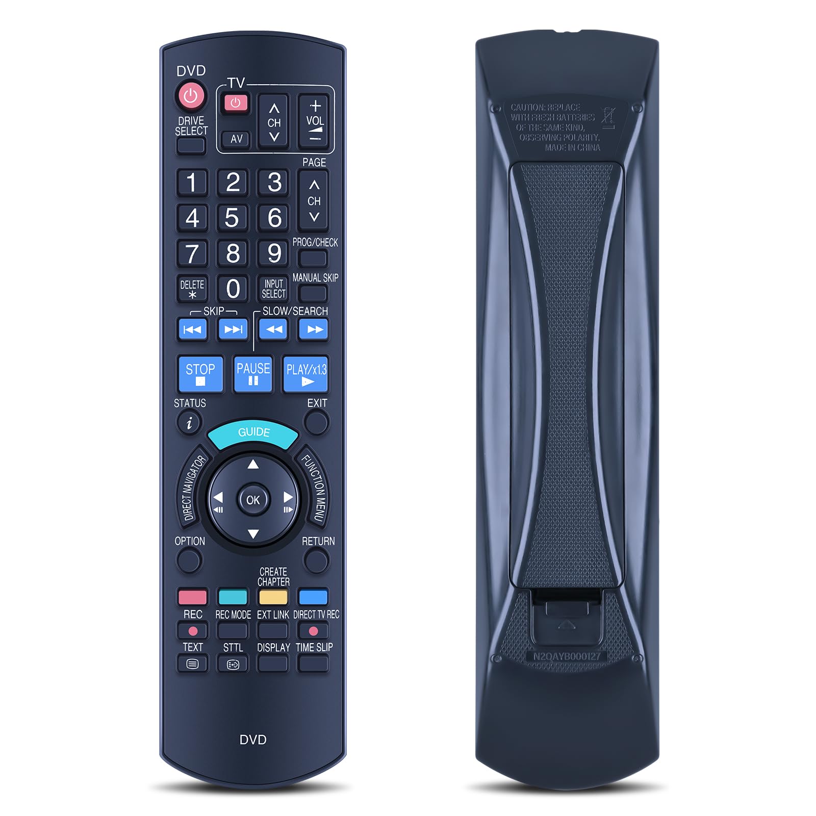 TCNOUMT N2QAYB000127 Remote Control Compatible for Panasonic DVD Player DMR-EH685 DMR-EX88 DMR-EH770 DMR-XS350EB DMR-EX78EG DMR-EX77EB-S DMR-EX768EB-S DMR-EX768EBK DMR-EX78EB — image 1