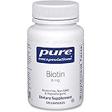 Pure Encapsulations Biotin 8 mg | B Vitamin Supplement for Stress Relief, Hair, Skin, and Nail Strengthening, Metabolism, Car