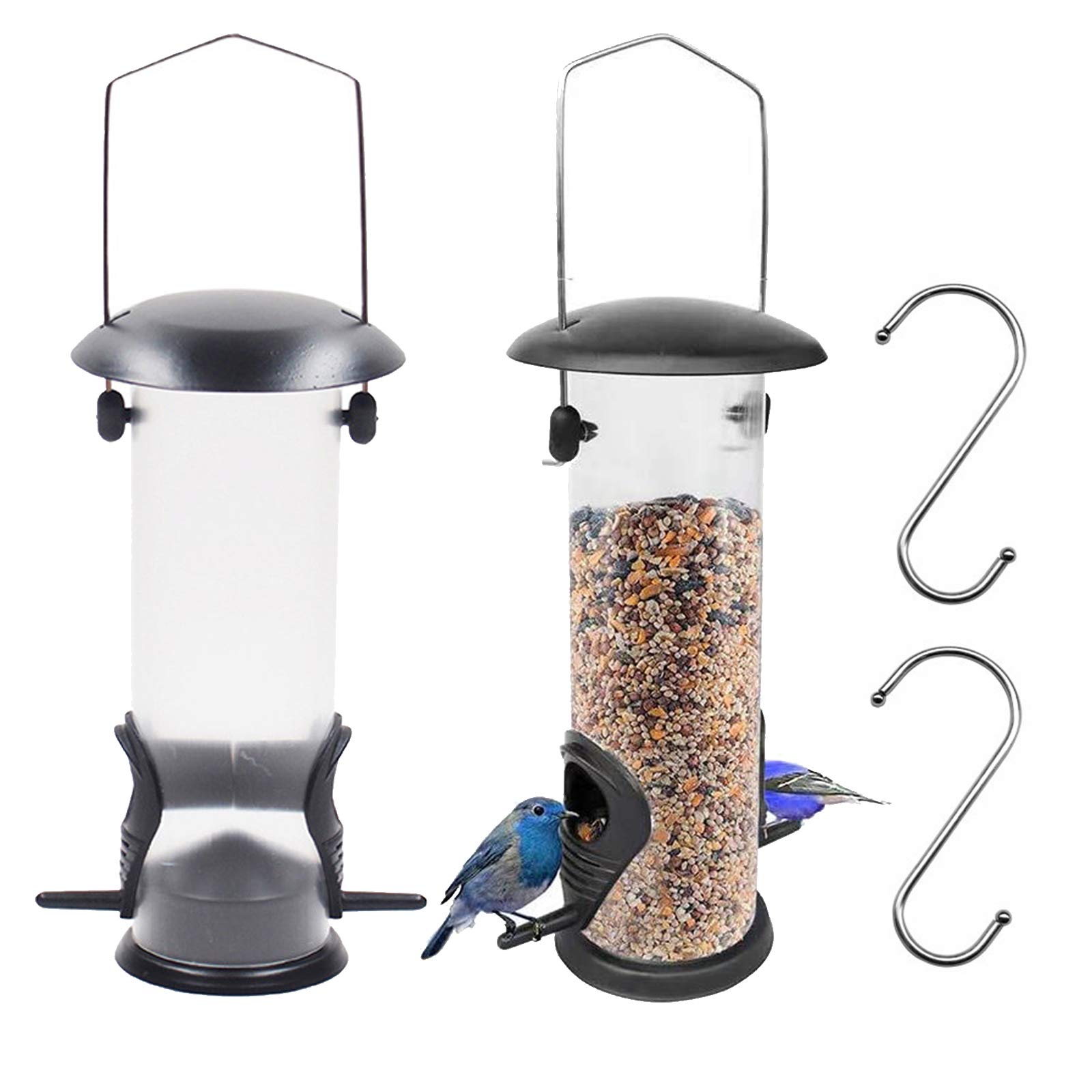 2PCS Bird Feeders Wild Bird Seed Feeder Hanging Bird Feeders with Hooks for Small Birds, Bird Feeder for Mix Seed Blends, Sunflower Heart, Peanut Feeder
