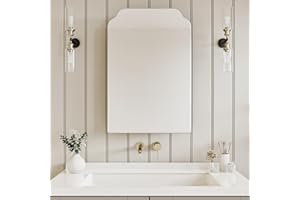 AGDULL Victorian-Style Recessed Bathroom Medicine Cabinet, Storage Cabinet, Bathroom Wood Wall Cabinet with Curved Mirror, Black, 17.5x29 Inch