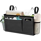 BlissTotes Bedside Caddy, Bedside Storage Organizer for Bunk Bed Accessories, Dorm Storage for Bedside Shelf and Bunk Bed Shelf, Bed Caddy for Home, Dorm, Bunk (Dark Gray, 1 Pack)
