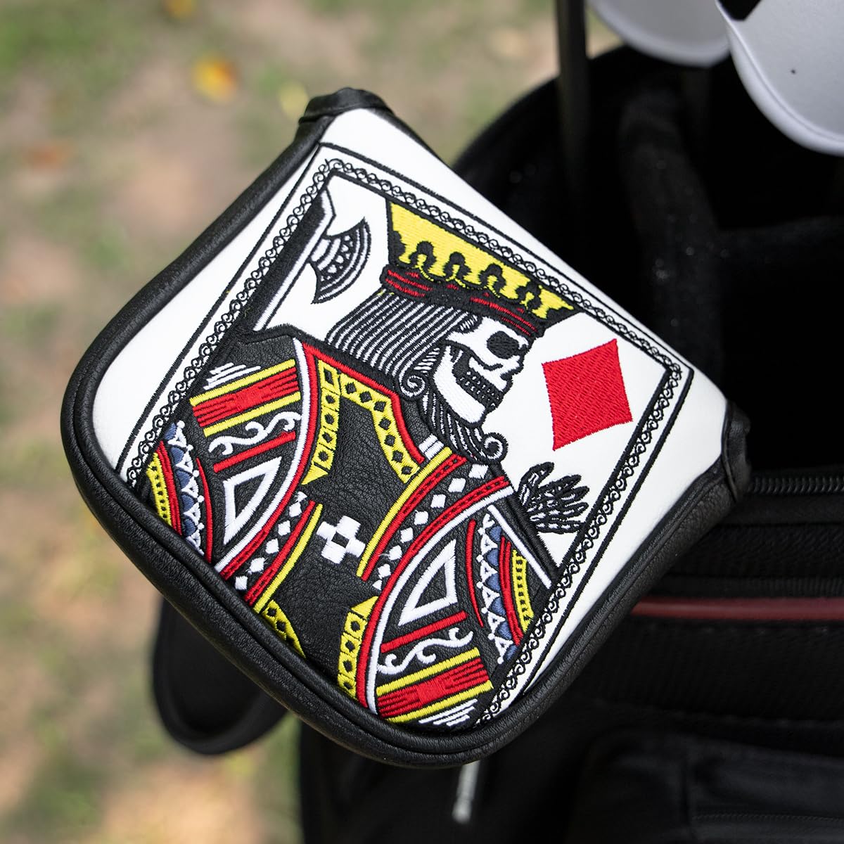 Photo 1 of BAIRBRE Golf Head Covers,Poker Diamond King 3 Wood Headcover Golf Driver Cover Fariway Wood Headcover Hybrid Head Covers Blade Putter Cover Mallet Putter Haedcovers Golf Club Covers for Most Brand