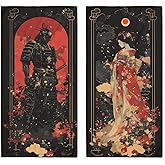 HLDBS Samurai Bath Hand Towels Absorbent Japanese Graceful Geisha Black Red Art Decorative Hand Towels for Bathroom Kitchen Home Spa Hotel Yoga,Bathroom Decor Accessories Gifts for Women Man 14"x28"