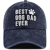 Best Dog Dad Ever Hats for Men, Funny Adjustable Cotton 3D Embroidered Dog Father Baseball Cap