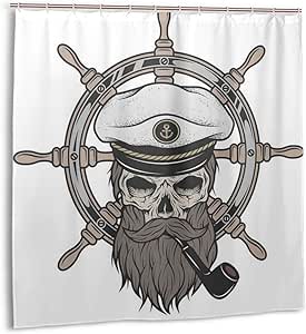 xiaolang Cortina de Ducha,Capitán Pirata Calavera en Sombrero de