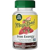 Megafood Iron Energy Gummies, Iron Supplement for Women, Men, Teens & Kids with Vitamin B12 & B6, Vitamins, from The Makers of Blood Builder Supplement, Strawberry Flavor, 60 Count