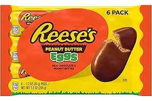 REESE'S Milk Chocolate Peanut Butter Eggs, Easter Basket Easter Candy Packs, 1.2 oz (6 Count)