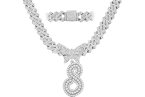 JNCTCOE Cuban Link Chain for Women Cursive Silver Initial 14MM Diamond Prong Cuban Chain Hip Hop Iced Out Chain Necklace Butterfly Initial Letter Name Necklaces for Women