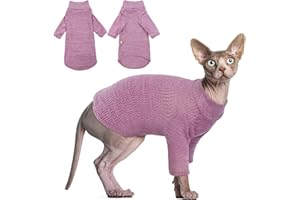 DENTRUN Sphynx Hairless Cats Shirt Pullover Kitten T-Shirts, Breathable Cat Wear Turtleneck Sweater Adorable Cat's Clothes Vest Pajamas Jumpsuit